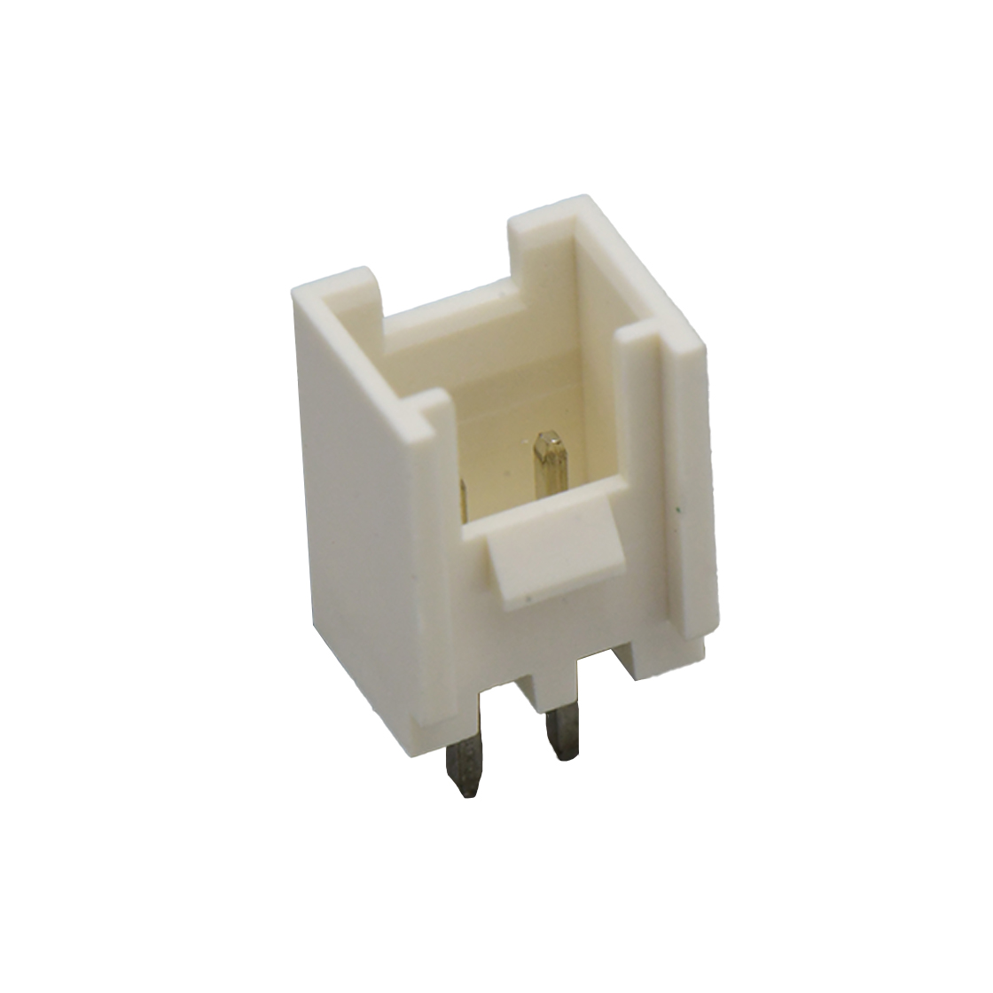 Pitch 2.00mm 180°单排立插 Wafer PA66 2pin PA66高温料米黄色 镀亮锡