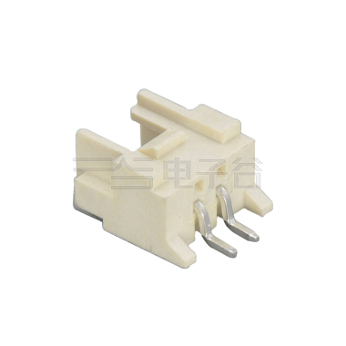 Pitch 2.0mm 90°单排卧贴 Wafer LCP 2pin 米黄色 镀亮锡