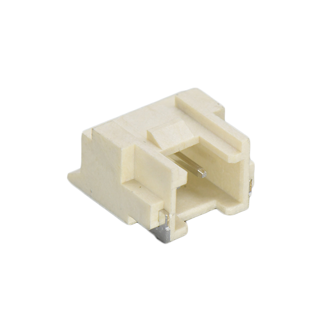 Pitch 2.0mm 90°单排卧贴 Wafer LCP 2pin 米黄色 镀亮锡