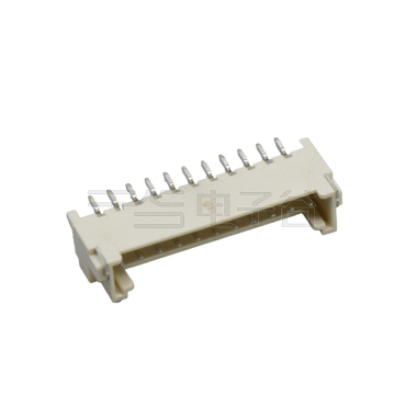 Pitch 2.0mm 90°单排卧贴 Wafer LCP 12pin 米黄色 镀亮锡