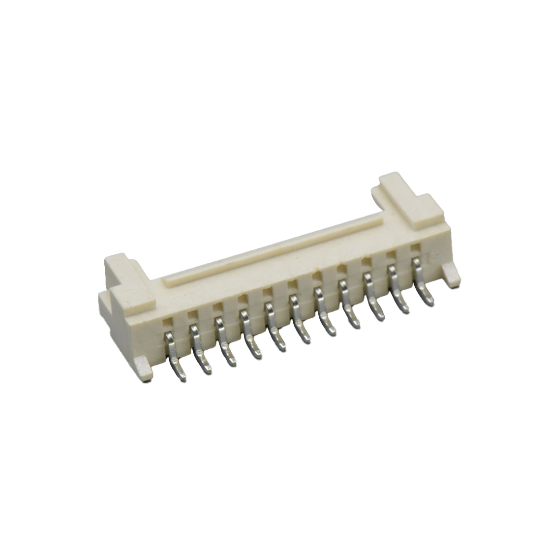 Pitch 2.0mm 90°单排卧贴 Wafer LCP 12pin 米黄色 镀亮锡