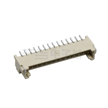 Pitch 2.0mm 90°单排卧贴 Wafer LCP 14pin 米黄色 镀亮锡