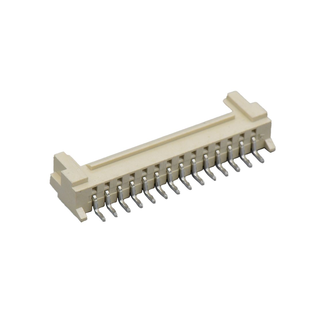 Pitch 2.0mm 90°单排卧贴 Wafer LCP 14pin 米黄色 镀亮锡
