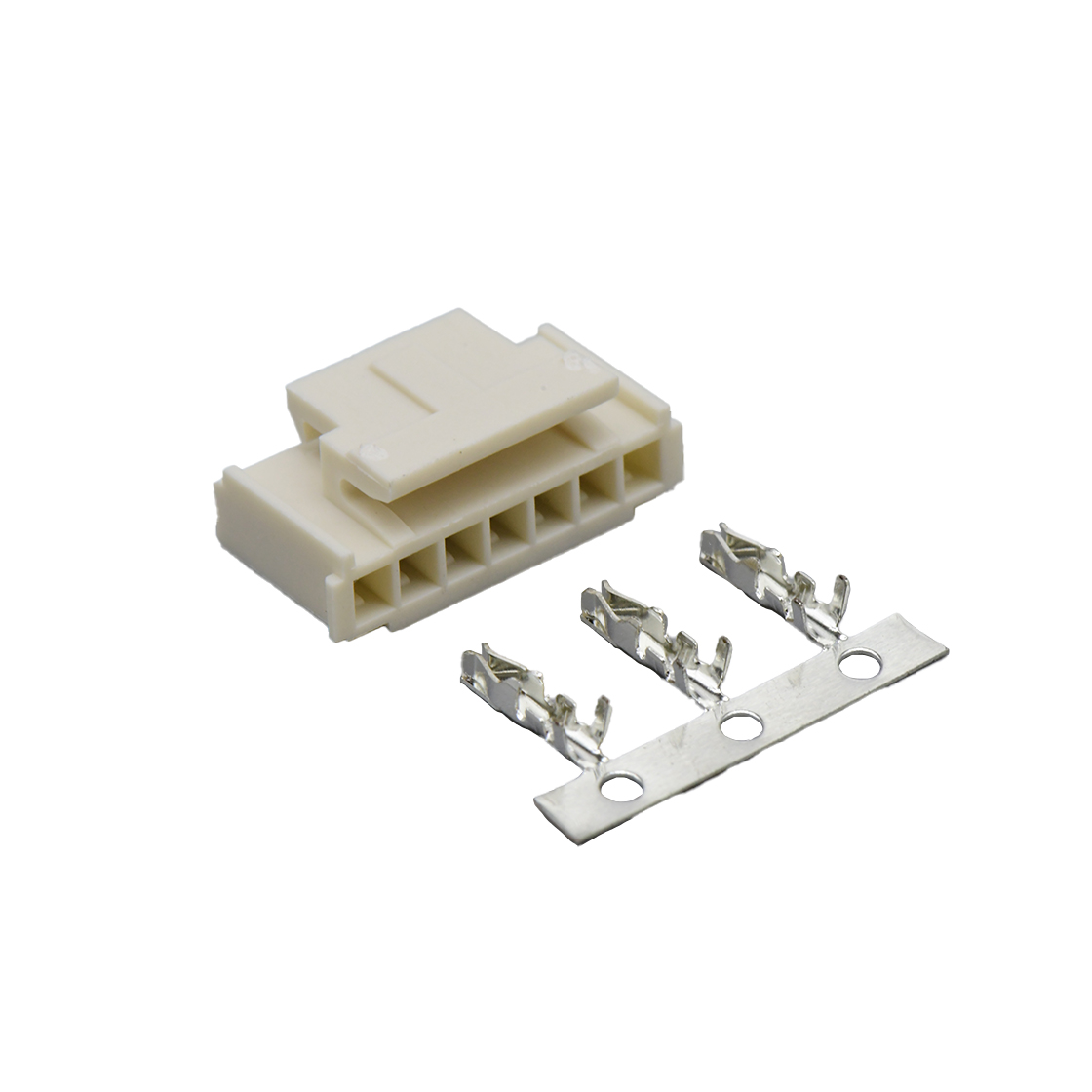 Pitch 2.00mm 单排带扣 Housing PA66 高温料 米黄色 7pin 米黄色