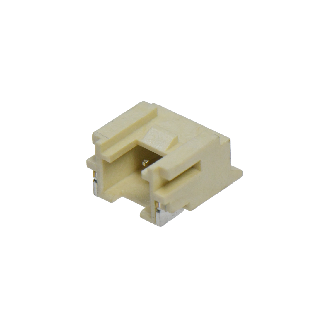 Pitch 2.0mm 90°单排卧贴 Wafer LCP 2pin 米黄色 镀亮锡 载带16mm宽