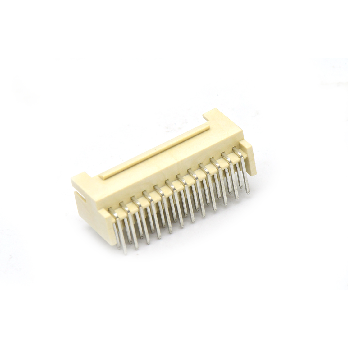 Pitch 2.0mm 90° 双排带定位弯针 Wafer 2X12Pin 本色 镀亮锡