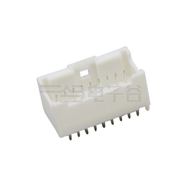 Pitch 2.0mm 180°双排立插带柱带扣 Wafer 2X9pin 白色 镀亮锡