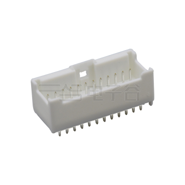 Pitch 2.0mm 180°双排立插带柱带扣 Wafer 2X12pin 白色 镀亮锡
