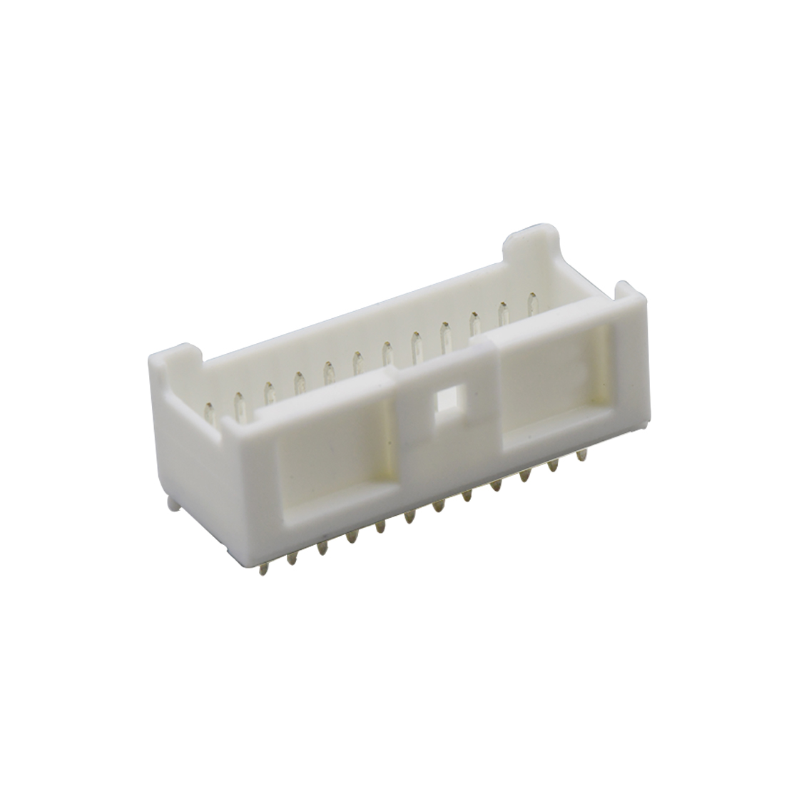 Pitch 2.0mm 180°双排立插带柱带扣 Wafer 2X12pin 白色 镀亮锡