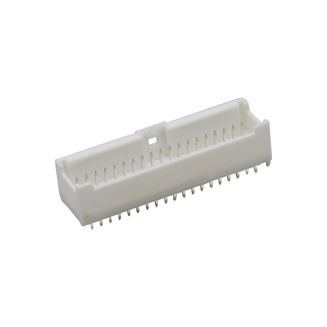 Pitch 2.0mm 180°双排立插带柱带扣 Wafer 2X19pin 白色 镀亮锡