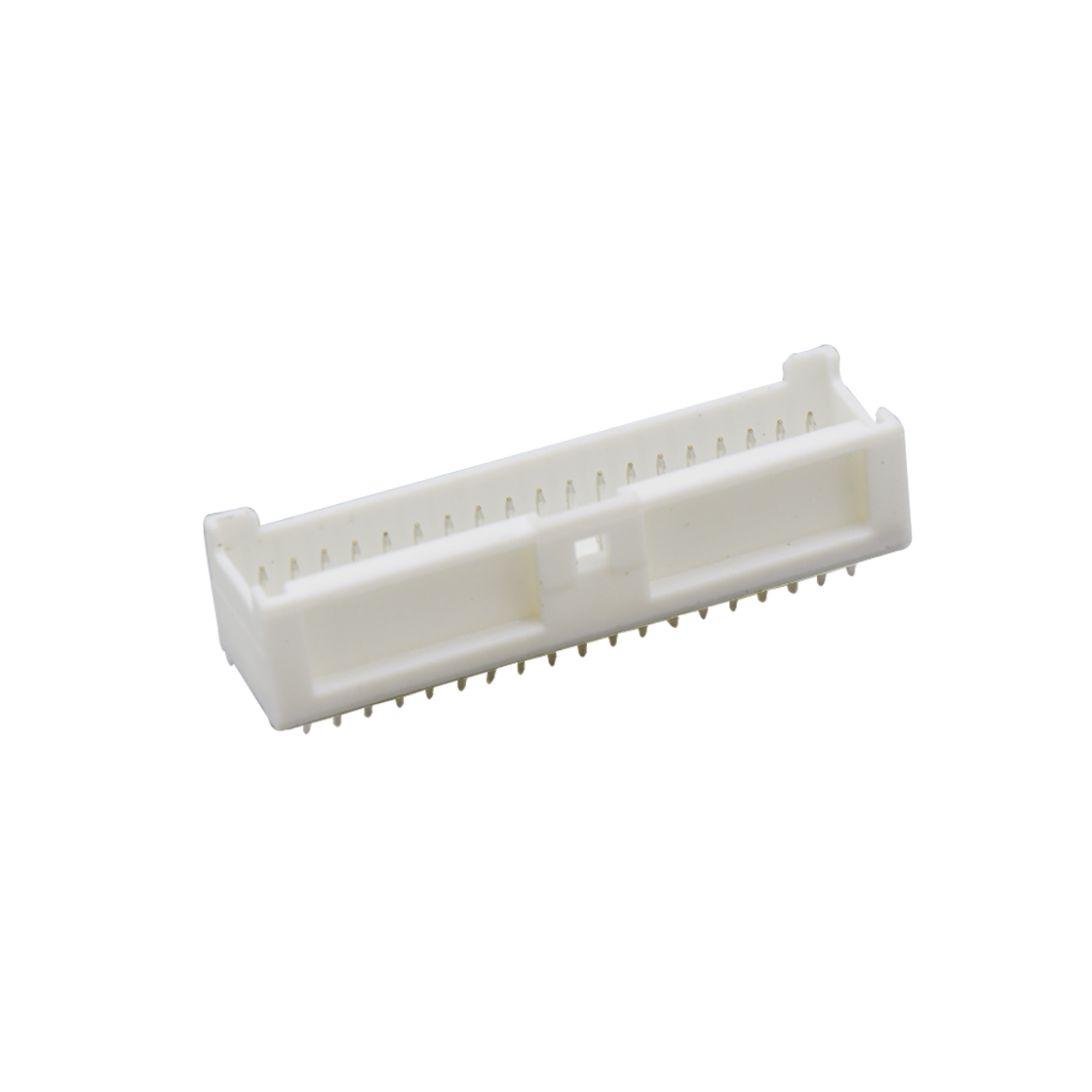 Pitch 2.0mm 180°双排立插带柱带扣 Wafer 2X19pin 白色 镀亮锡