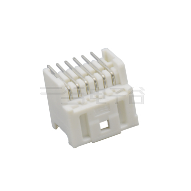 Pitch 2.0mm 90°双排卧插带扣 Wafer 2X6pin 白色 镀亮锡