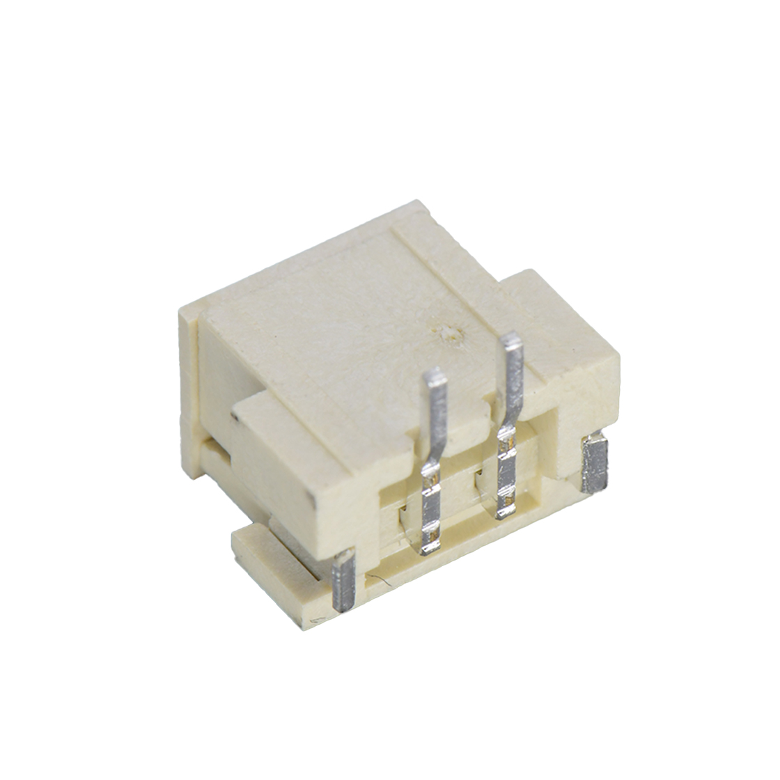 Pitch2.50mm 180º 单排立贴 Wafer 带吸附盖 2Pin 米黄色 镀亮锡