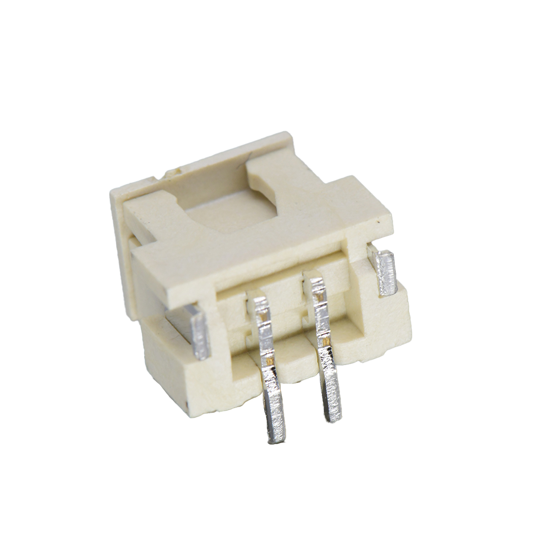 Pitch2.50mm 180º 单排立贴 Wafer 带吸附盖 2Pin 米黄色 镀亮锡