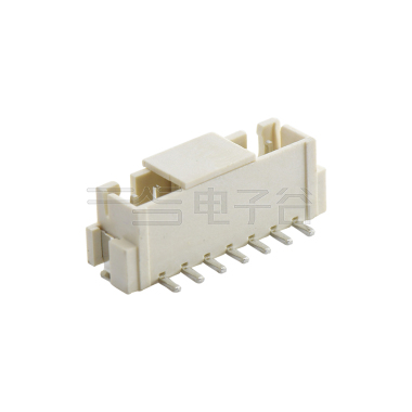 Pitch2.50mm 180º 单排立贴 Wafer 带吸附盖 7Pin 米黄色 镀亮锡