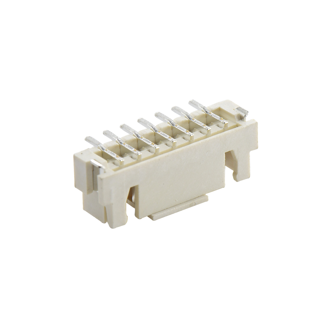 Pitch2.50mm 180º 单排立贴 Wafer 带吸附盖 7Pin 米黄色 镀亮锡