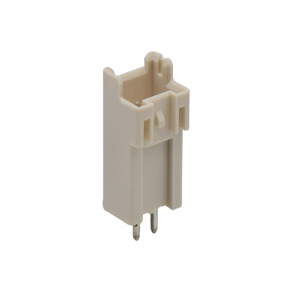 Pitch 2.50mm 单排 Wafer 加长款打K 带柱 2Pin 本色 PA66,UL94V-0