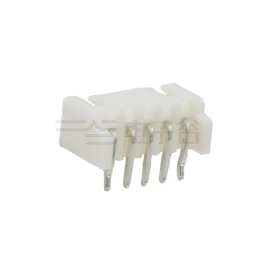 Pitch 2.50mm 90°单排带DIP型带定位 Wafer 5Pin 白色 镀亮锡