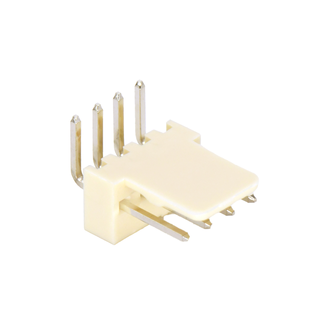 Pitch 2.54mm 单排90°卧插全靠背高弯 Wafer 4pin 本色 镀亮锡