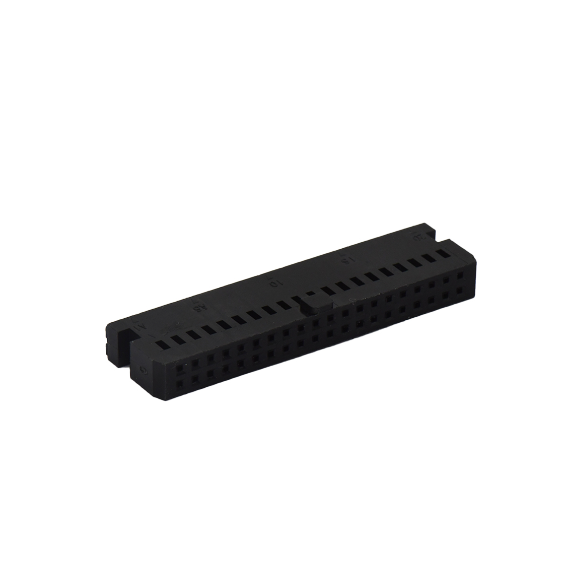 Pitch 2.54mm 两侧带凹槽 中间带凸 Housing无LOGO 2X20P 黑色 PBT，UL94V-0