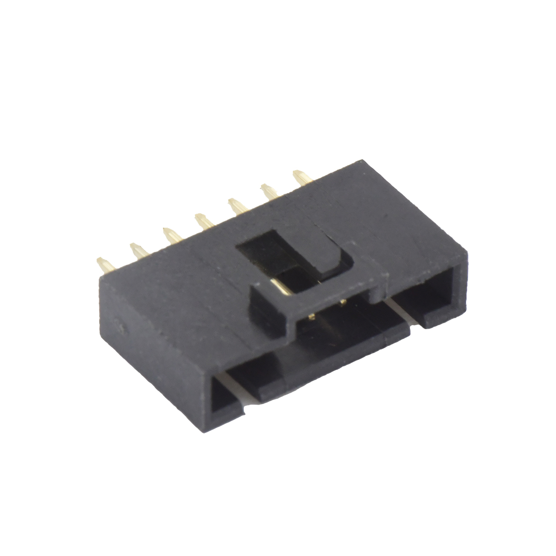 Pitch 2.54mm 180°DIP 立插带扣 Wafer PA66 7Pin 黑色 镀全金Gold Flash