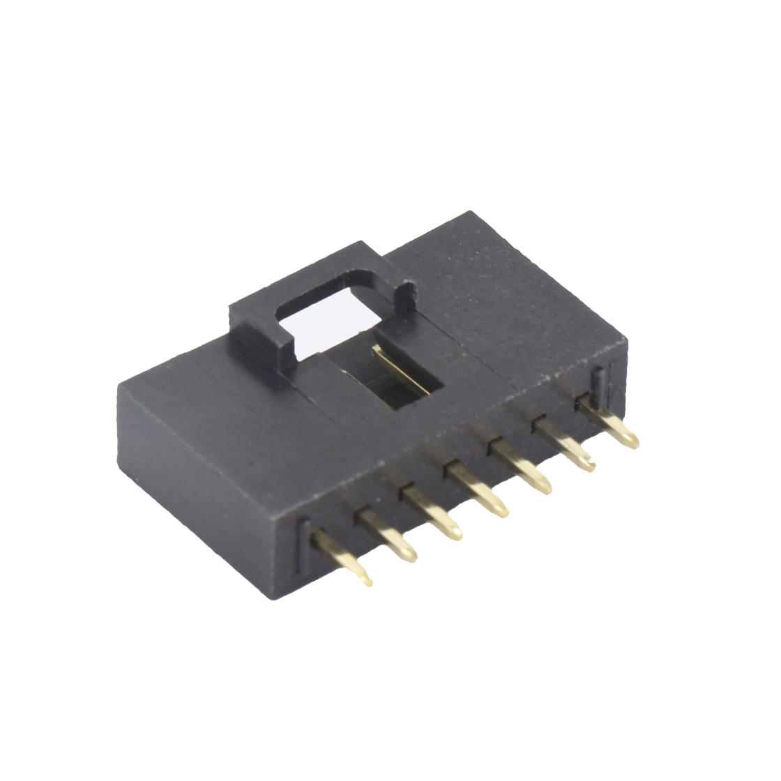 Pitch 2.54mm 180°DIP 立插带扣 Wafer PA66 7Pin 黑色 镀全金Gold Flash