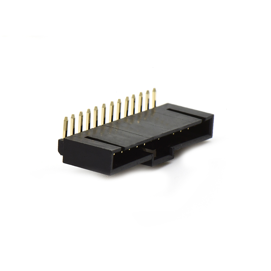 Pitch 2.54mm 90°DIP 卧插带扣 Wafer PA66 13Pin 黑色 镀全金Gold Flash