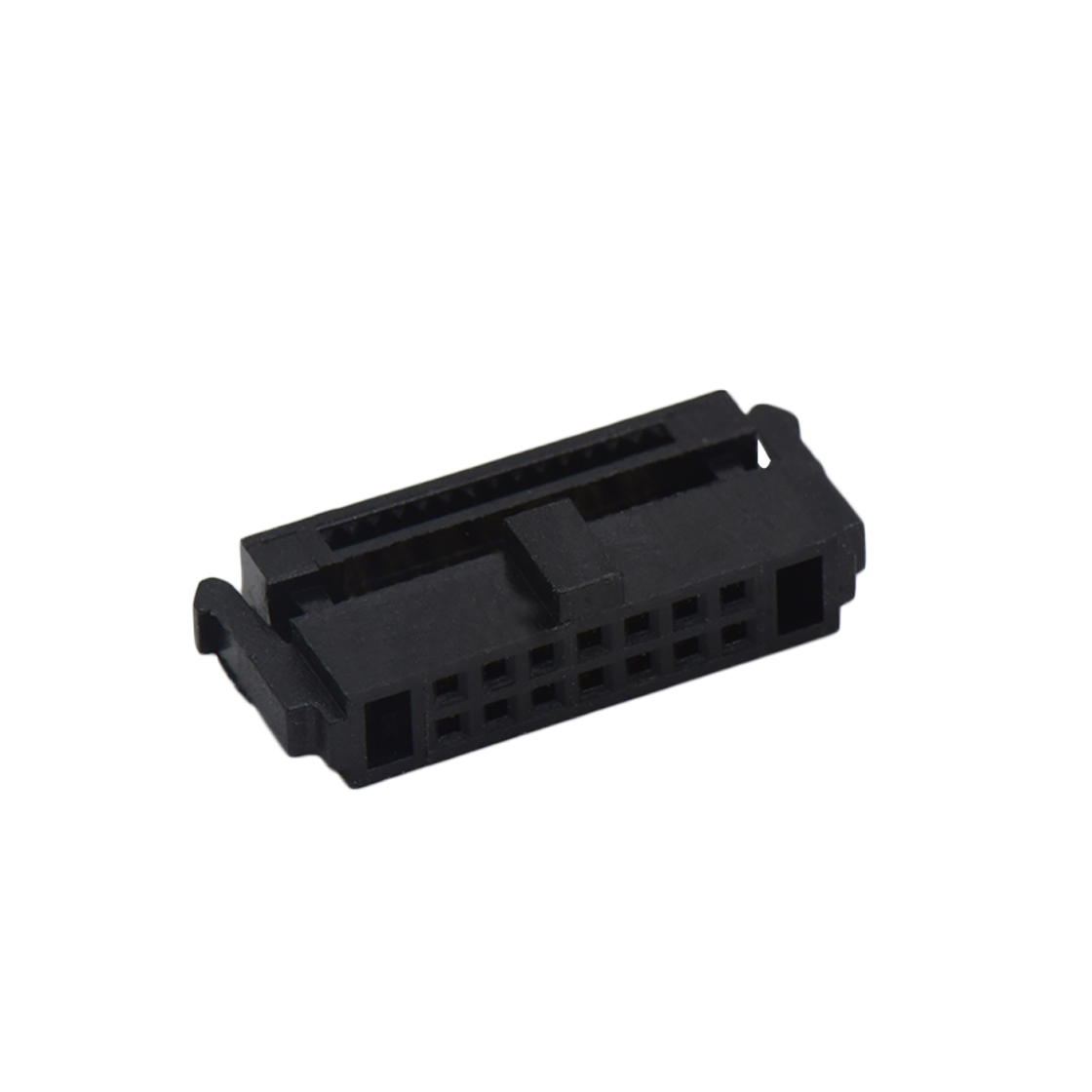 Pitch 1.27mm 180° 双排 DIP 有鼻 公座 （3件套）反扣 2X07Pin 黑色 PBT，94V-0 镀全金G/F