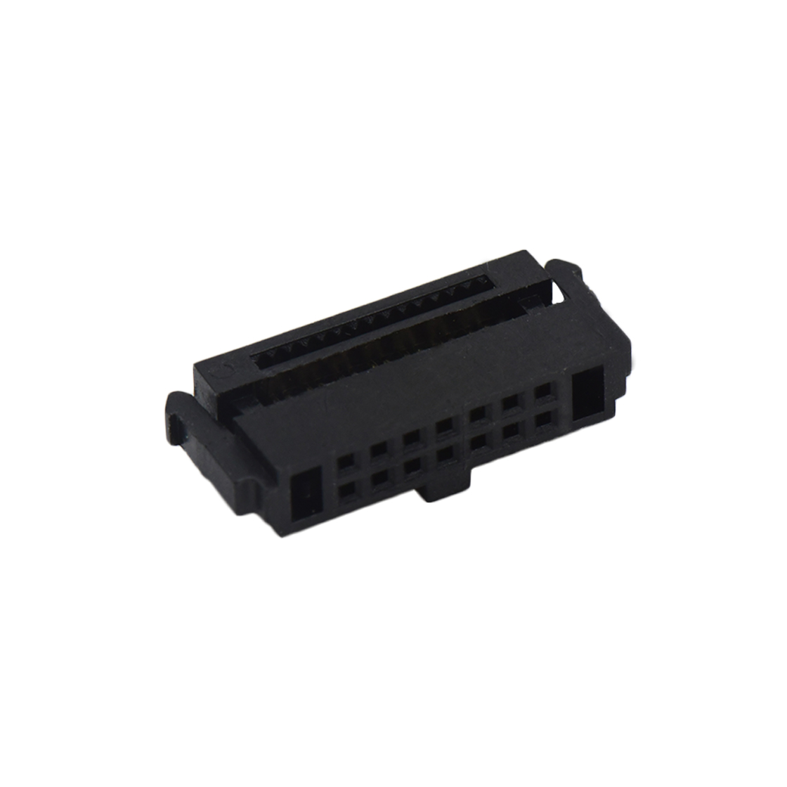 Pitch 1.27mm 180° 双排 DIP 有鼻 公座 （3件套）反扣 2X07Pin 黑色 PBT，94V-0 镀全金G/F