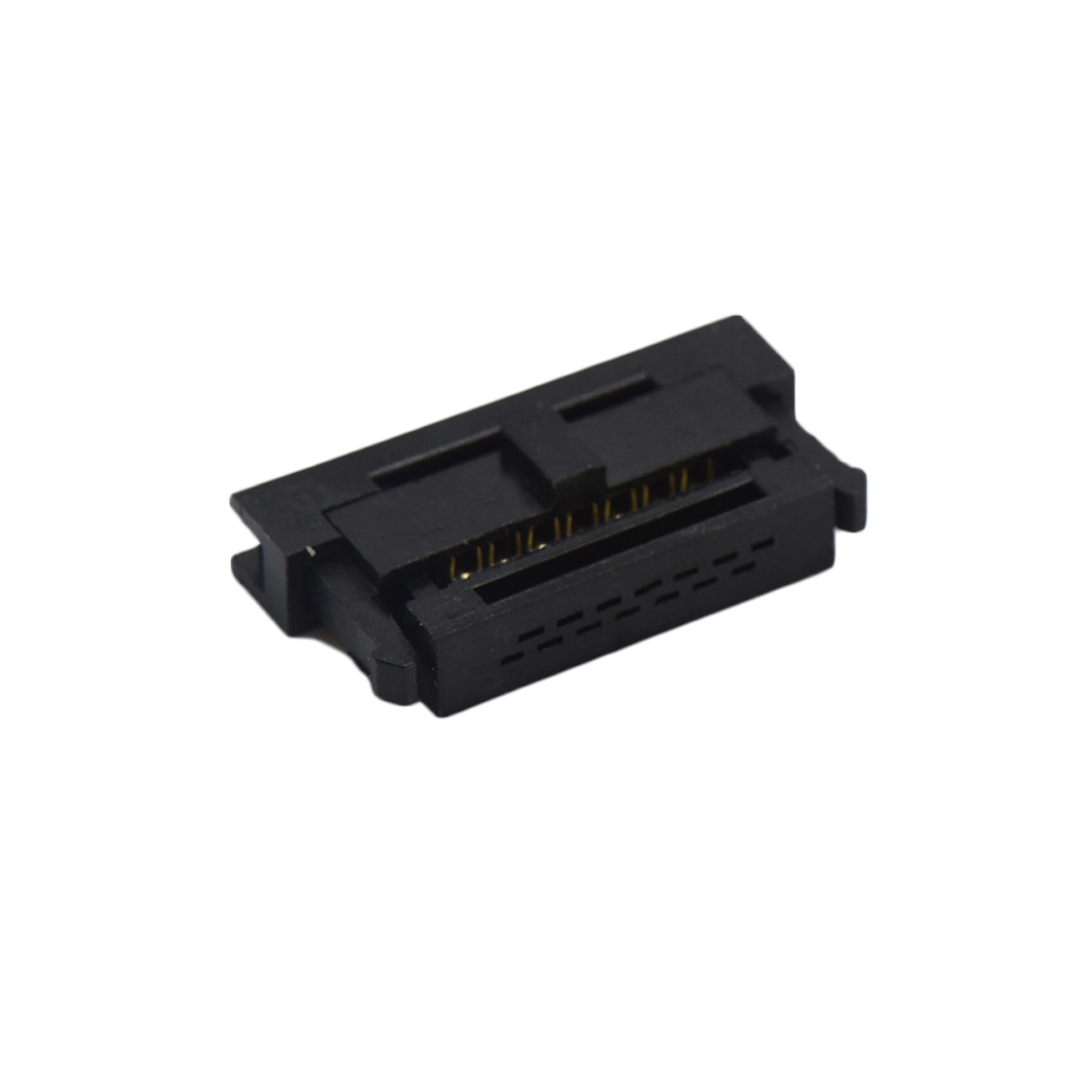 Pitch 1.27mm 180° 双排 DIP 有鼻 公座 （3件套）反扣 2X07Pin 黑色 PBT，94V-0 镀全金G/F