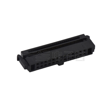 Pitch 1.27mm 180° 双排 DIP 有鼻 公座 （3件套）反扣 2X13Pin 黑色 PBT，94V-0 镀全金G/F