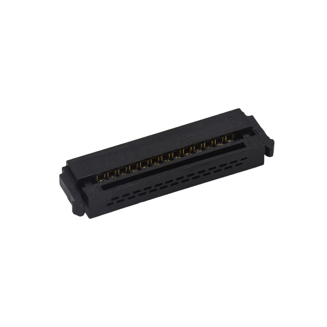 Pitch 1.27mm 180° 双排 DIP 有鼻 公座 （3件套）反扣 2X13Pin 黑色 PBT，94V-0 镀全金G/F
