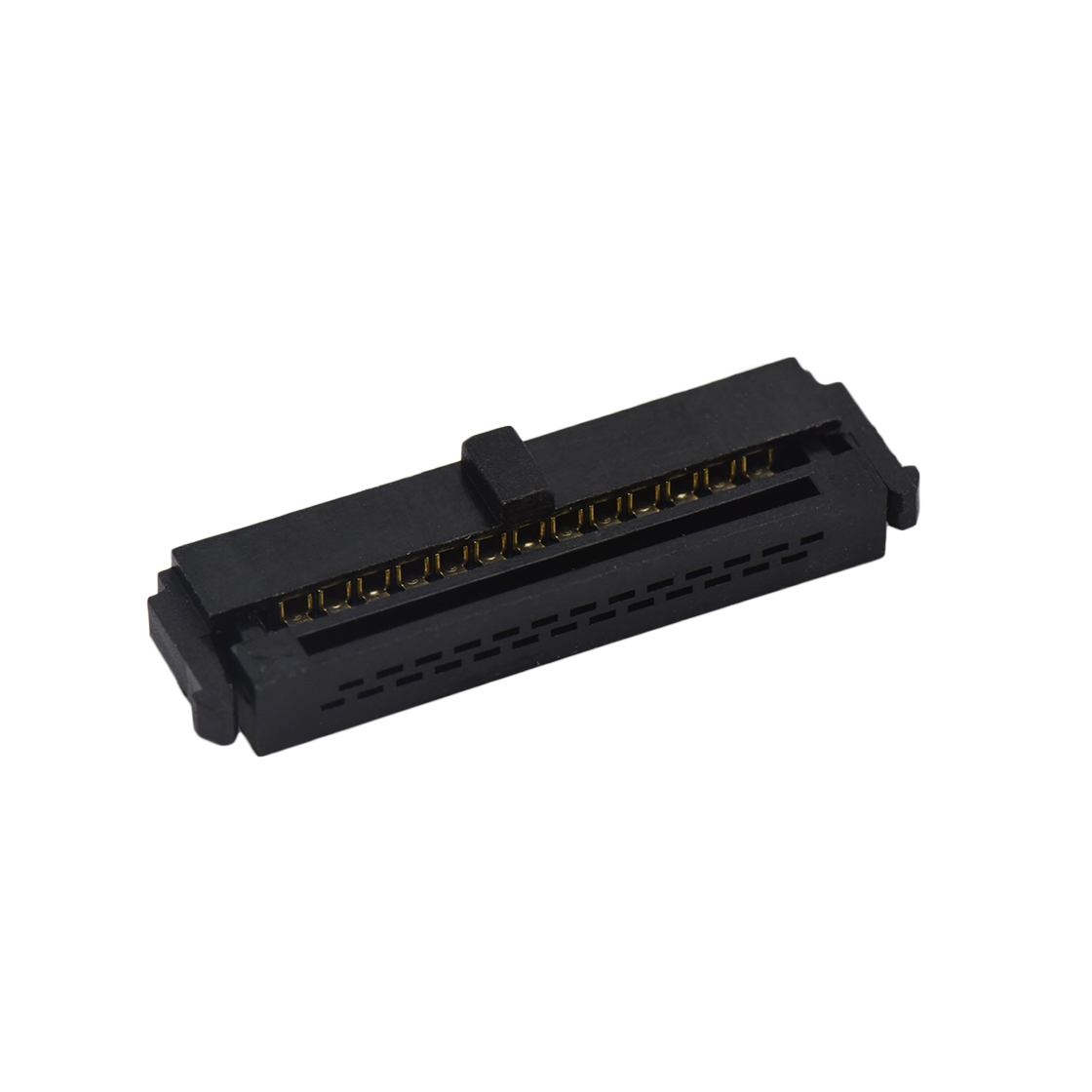 Pitch 1.27mm 180° 双排 DIP 有鼻 公座 （3件套）反扣 2X13Pin 黑色 PBT，94V-0 镀全金G/F