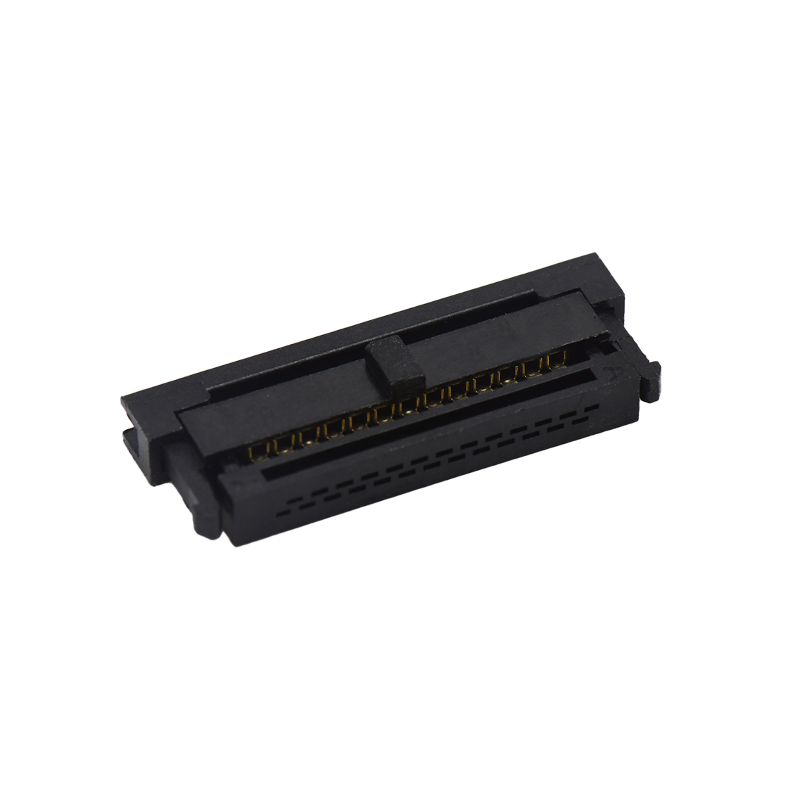 Pitch 1.27mm 180° 双排 DIP 有鼻 公座 （3件套）反扣 2X13Pin 黑色 PBT，94V-0 镀全金G/F