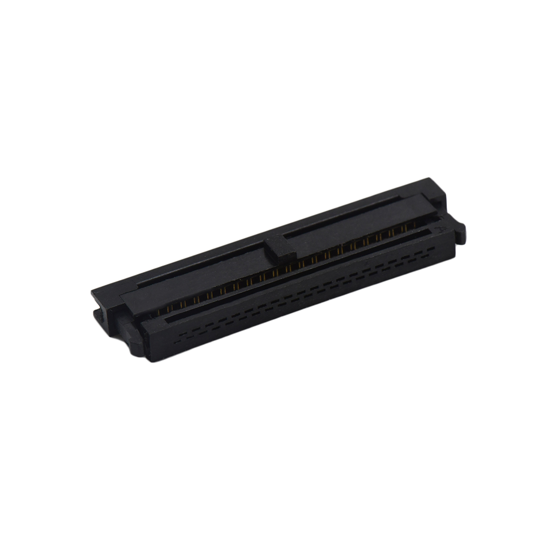 Pitch 1.27mm 180° 双排 DIP 有鼻 公座 （3件套）反扣 2X20Pin 黑色 PBT，94V-0 镀全金G/F