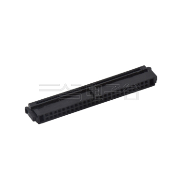 Pitch 1.27mm 180° 双排 DIP 有鼻 公座 （3件套）反扣 2X25Pin 黑色 PBT，94V-0 镀全金G/F