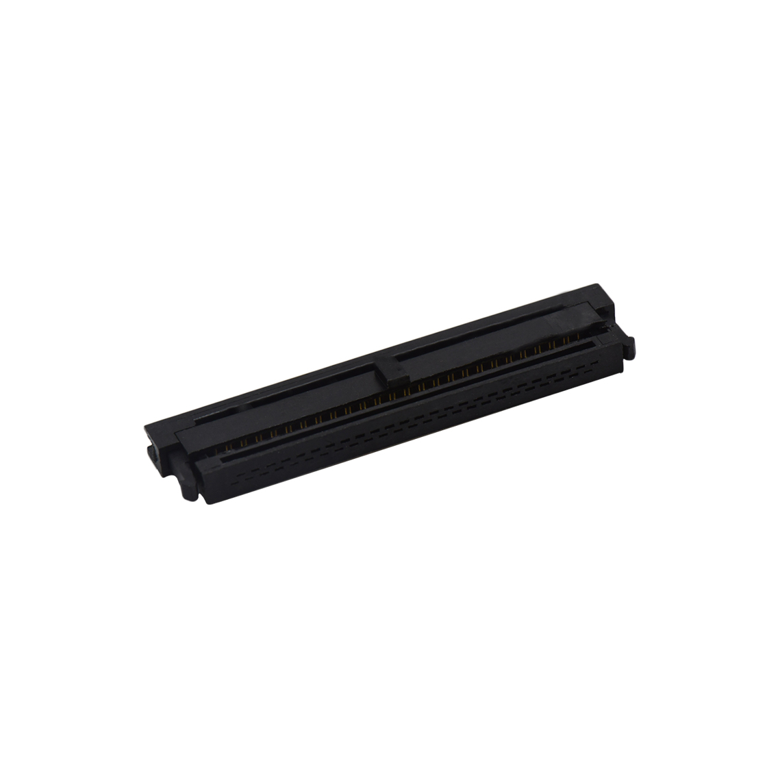 Pitch 1.27mm 180° 双排 DIP 有鼻 公座 （3件套）反扣 2X25Pin 黑色 PBT，94V-0 镀全金G/F