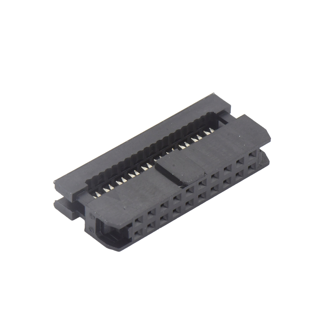 Pitch 2.0mm 180º常规款双排 IDC 两件套 2x10P 黑色 PBT,94V-0 镀半金G/F