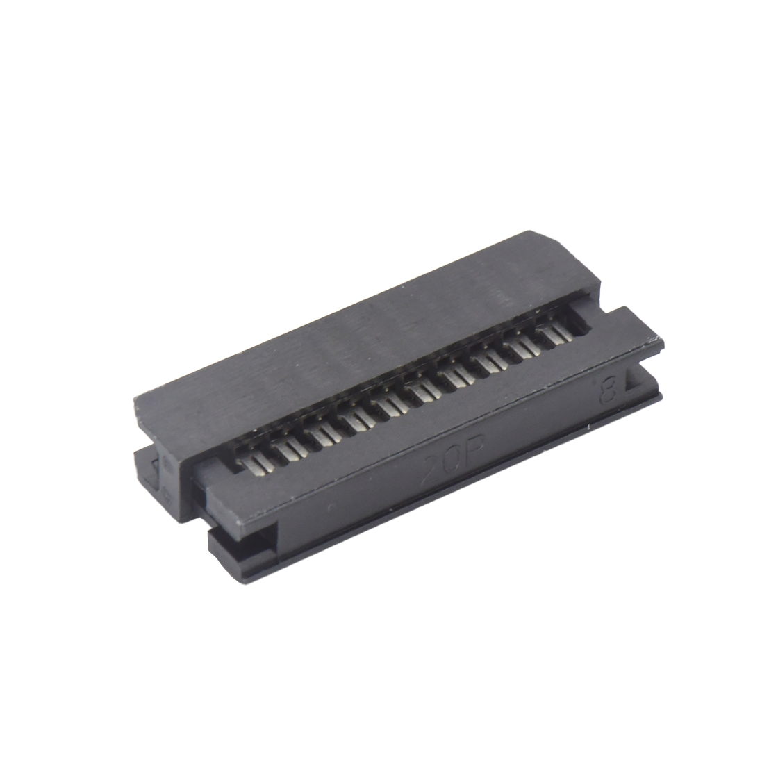 Pitch 2.0mm 180º常规款双排 IDC 两件套 2x10P 黑色 PBT,94V-0 镀半金G/F