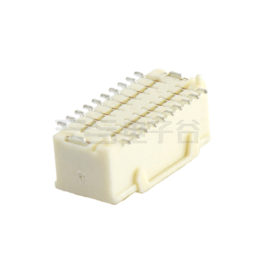 Pitch 1.00mm 180º 双排立贴带吸附盖Wafer 2x10Pin 本色 镀亮锡