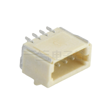 Pitch 1.00mm 90° 单排卧贴带锁扣 Wafer 4Pin 本色 镀雾锡