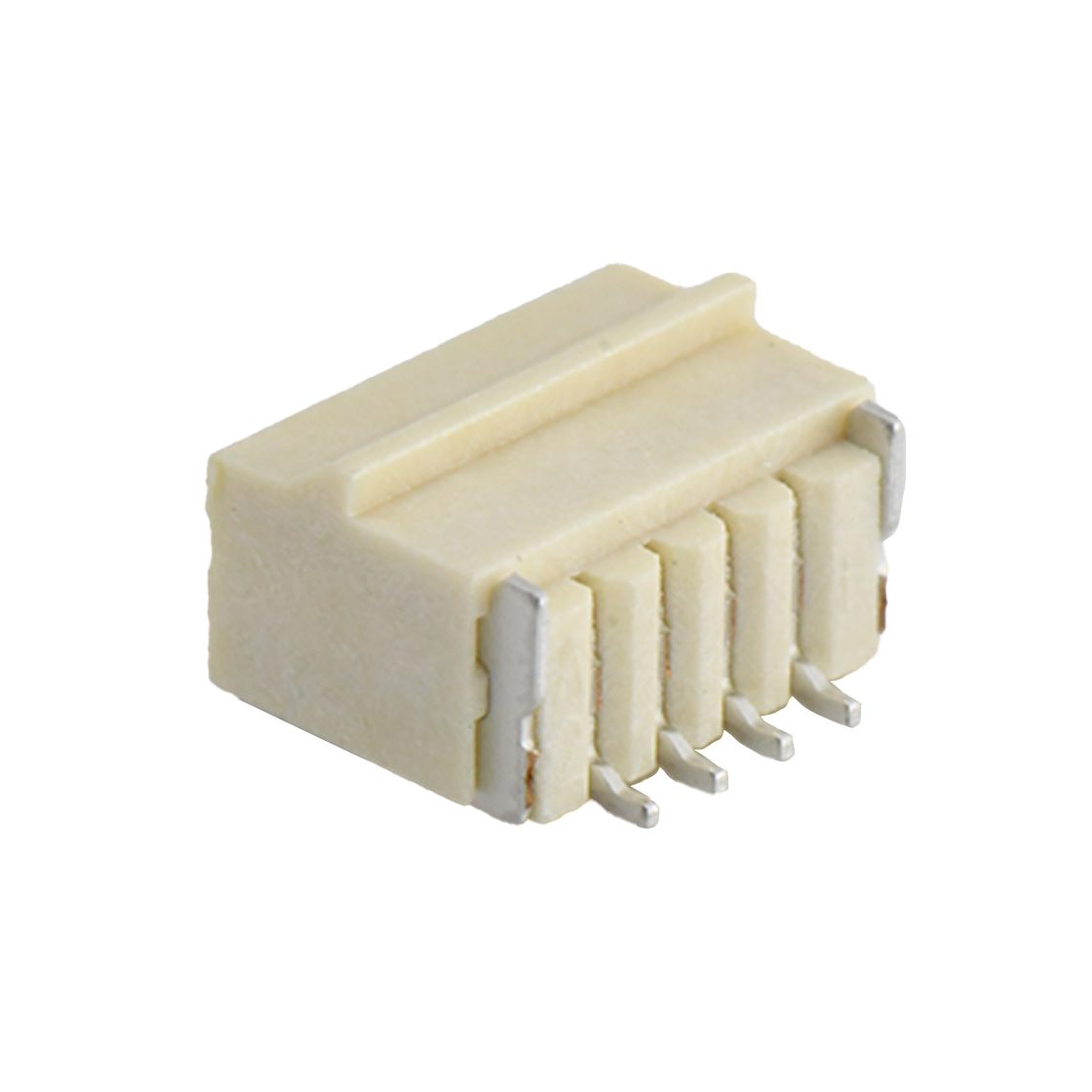 Pitch 1.00mm 90° 单排卧贴带锁扣 Wafer 4Pin 本色 镀雾锡