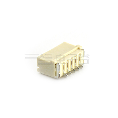 Pitch1.0mm 90°单排带扣卧贴 Wafer 5Pin 本色 镀亮锡