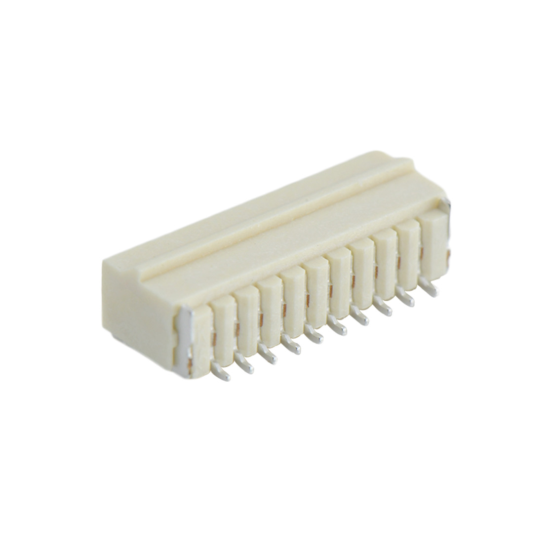Pitch 1.00mm 90° 单排卧贴带锁扣 Wafer 10Pin 本色 镀雾锡