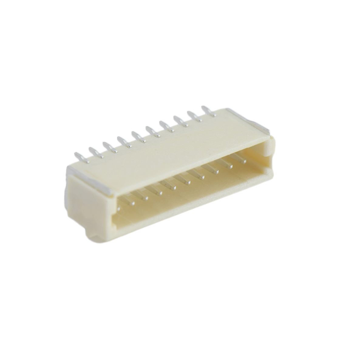 Pitch 1.00mm 90° 单排卧贴带锁扣 Wafer 10Pin 本色 镀雾锡