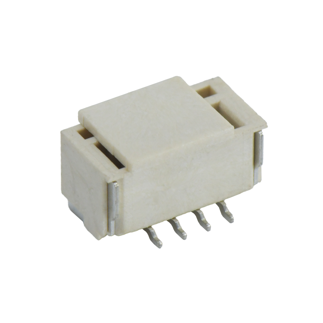 Pitch 1.25mm 180º 单排立贴 Wafer 4Pin 本色 亮锡
