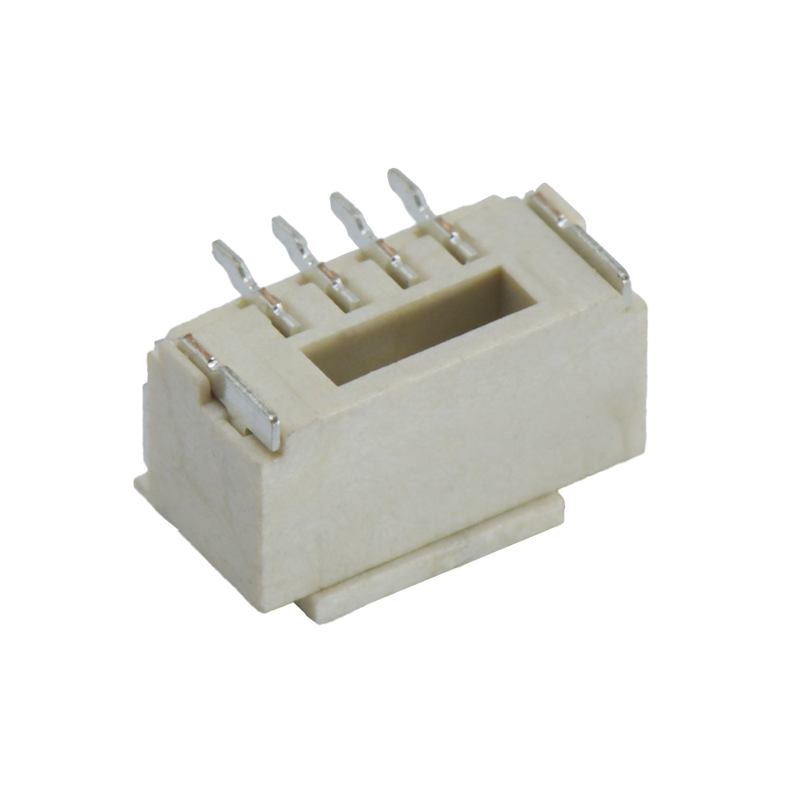 Pitch 1.25mm 180º 单排立贴 Wafer 4Pin 本色 亮锡