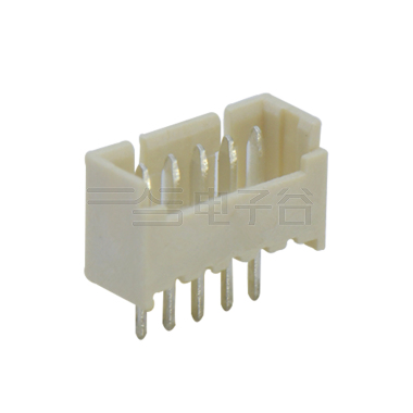 Pitch 1.25mm 180º单排开口立插 Wafer 5Pin 米黄色 亮锡