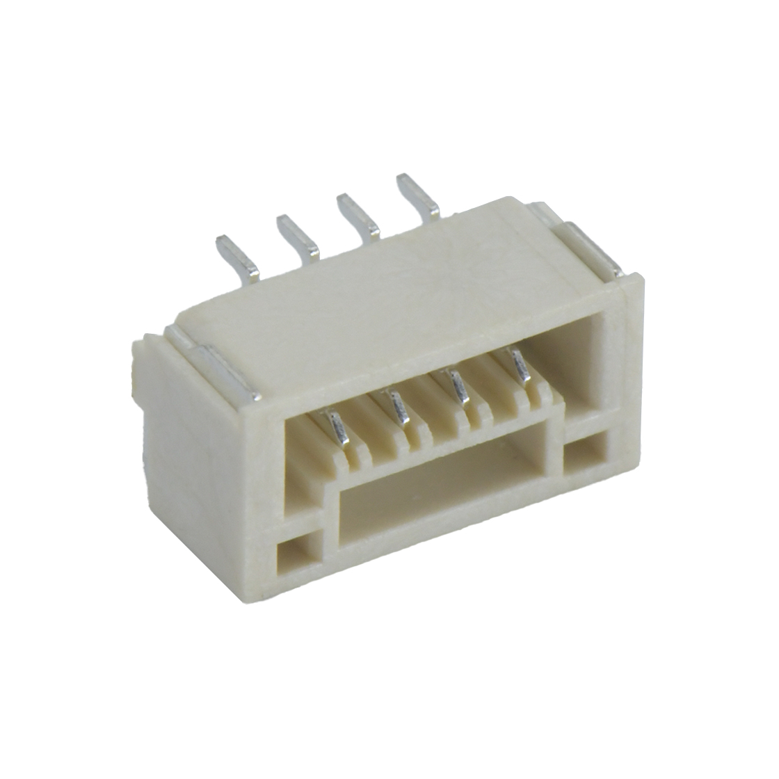 Pitch 1.25mm 90º 单排卧贴 Wafer 4Pin 本色 亮锡