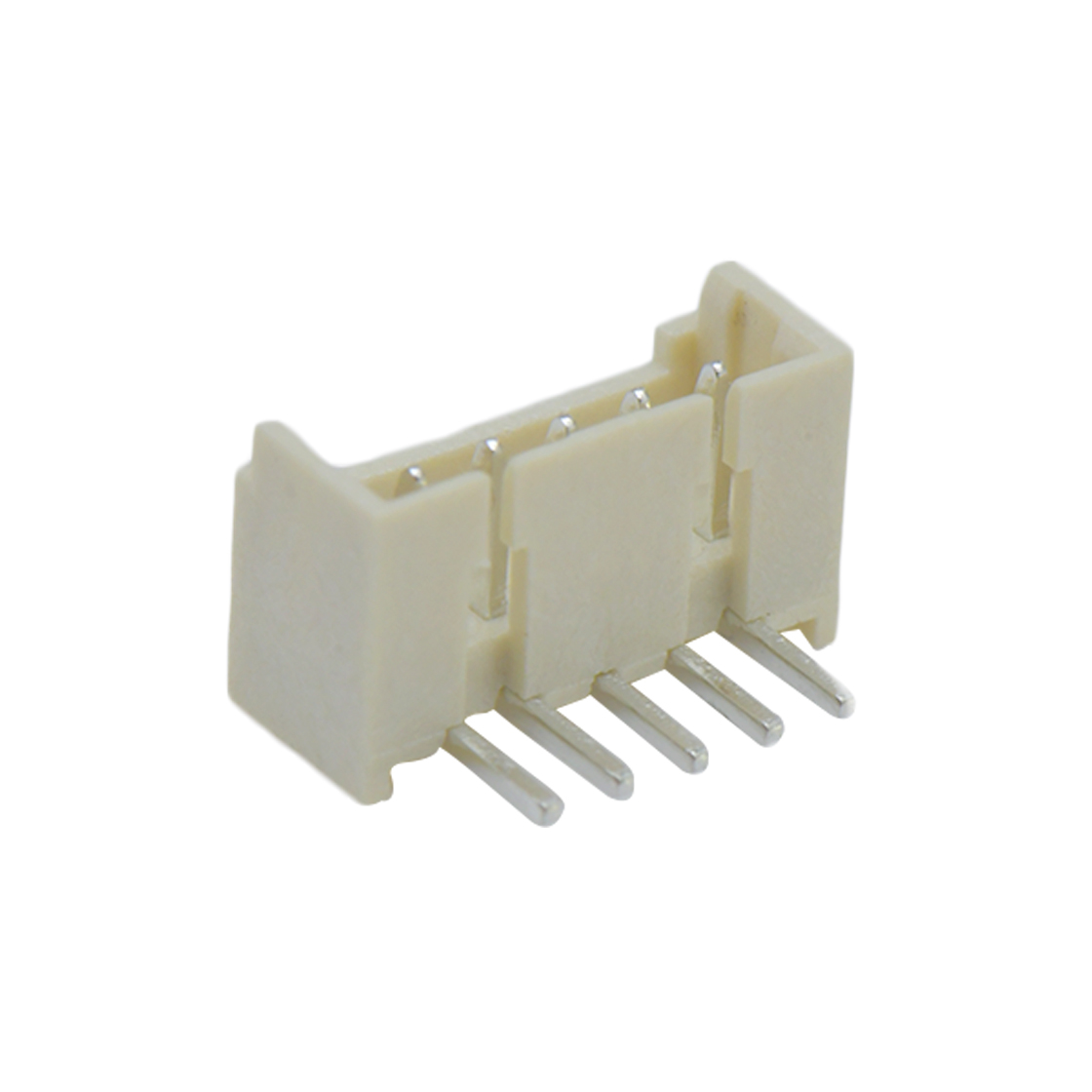 Pitch 1.25mm 90º单排开口卧插 Wafer 卷装 5Pin 米黄色 亮锡
